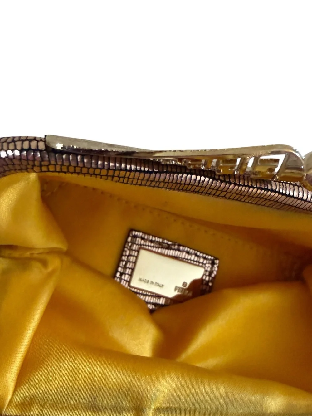Fendi Borderline Clutch Bag in Pink Satin & Python Trim